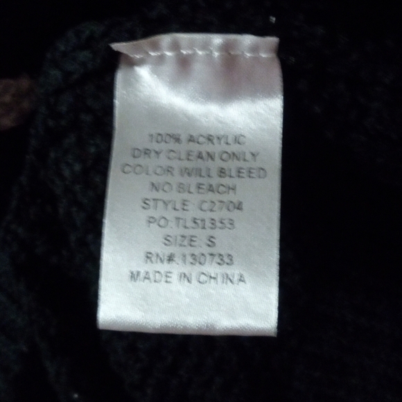 Umgee Black Loose Knit Oversized Button Up Cardigan White Dots Size Small - Picture 7 of 8